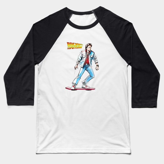 Marty McFly BTTF Part 2 Baseball T-Shirt by Buff Geeks Art